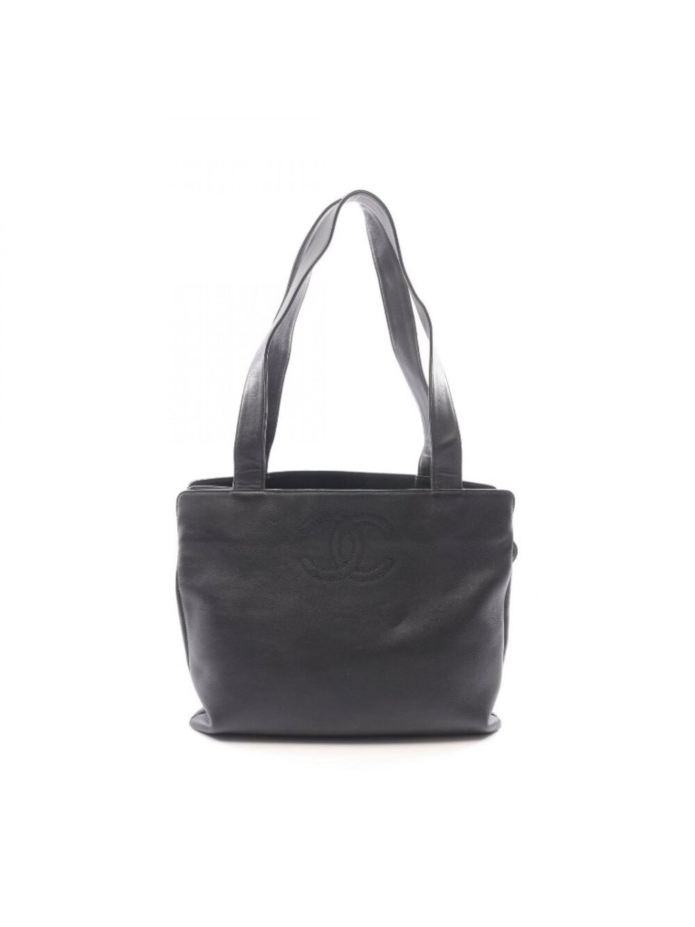 Chanel Tote Bag CC Logo Black Lambskin